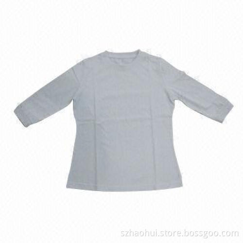 100 cotton white t-shirt with 3/4 sleeve